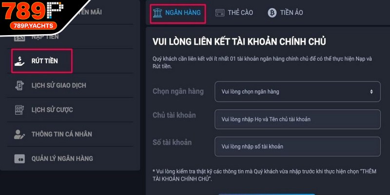 Nắm vững điều kiện trước khi thực hiện lệnh rút tiền 789P